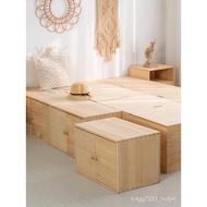 HY-# 2XPJTatami Wooden Box Solid Wood Storage Box, Widened and Spliced Bed Box Windows and Cabinets Platform Bed Storage