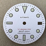 28.5MM Green Luminous White Dial Replacement Watch Dial for SKX007 NH35/NH36/4R36 Watch Movement Mod