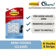 3M Command Mini Clear Hooks With Clear Strips 6 Hooks / 8 Strips / 225G