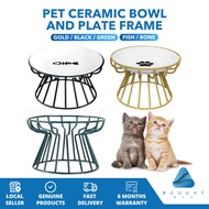 Pet Ceramic Bowl Single Claw Single Fish Bone Plate Frame Gold Black Durable & Elegant Feeding Solut