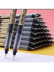 10入組直筆液體圓珠筆快乾試筆簽字膠筆0.5mm黑藍色墨水學校辦公室學生筆文具輪珠筆
