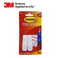 [ 3M ] (3MCM17002) Command Small Hook Damage-Free Hanging Hook | Holds Up To 0.45kg (1lb) | 2 Hooks 