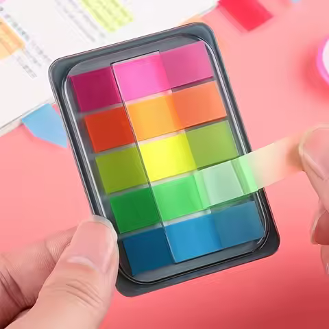 100 Sheets of Waterproof Colored Transparent Sticky Notes , Mini Self-Adhesive Post-it Pads For Plan