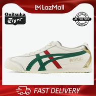 ONITSUKA TIGER MEXICO 66™ (สีขาว/สีเขียว/สีแดง/ทอง) รองเท้าลำลองหนังย้อนยุคคลาสสิกสำหรับผู้ชายและผู้หญิงและคู่รัก 1183B511-200