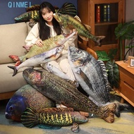 QINMEI Simulation Fish Plush Pillow, Perch Grouper Cartoon Fish Plush Toy, Creative Lovely PP Cotton