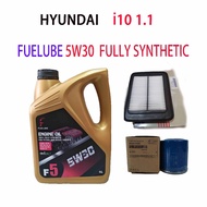 HYUNDAI i10 1.1  OIL FILTER + AIR FILTER + FUELUBE 5W30 FULLY SYNTHETIC  ENGINE OIL