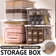 ◕‿◕Ready Stock☚46L MULTIPURPOSE Storage CONTAINER  Transparent with wheels Clear Storage Box Kotak S