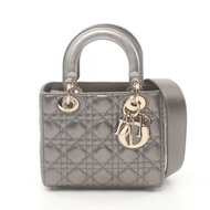 Christian Dior Lady Dior Canage 手提包 肩斜背包 皮革 灰色