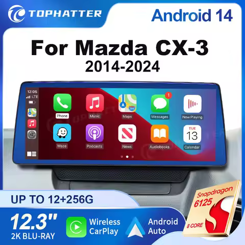Carplay 12.3 inch For Mazda CX-3 CX3 2014-2024 Car Radio Stereo GPS Navi Qualcomm Multimedia Player