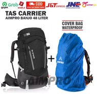 Tas Carrier AIMPRO JO 48 LITER - Cover Bag Waterproof Keril Camping mu