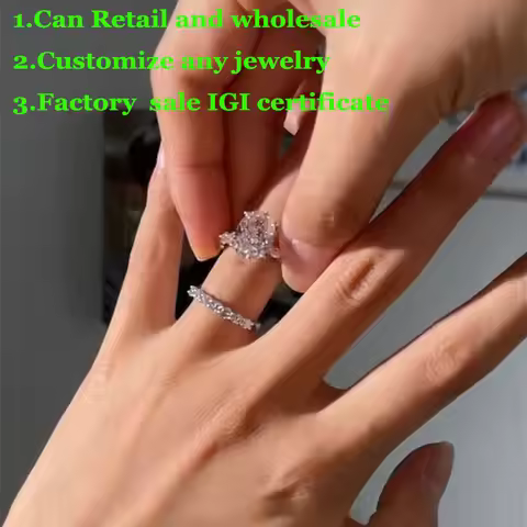 Luxury Oval D Color 2Ct IGI Lab Growing Diamond Ring one Set ring Au585 14K White Gold Ring wedding 