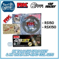 COMBO RK XW-RING TAMASHII 428 RS150 RSX150 RSX Carbon Steel Black Sprocket Sets Siap with rantai 132