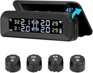 Jansite Solar Power Tire Pressure Monitoring System Wireless TPMS, 4 Sensors, Real-Time Display, Tem