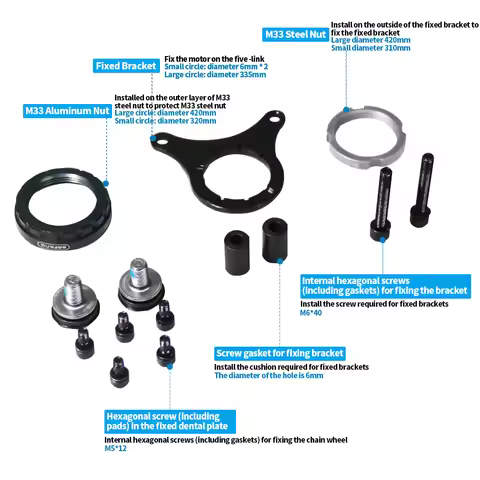 Bafang Mid Motor Kits 68MM 73MM 100MM 120MM Bracket Bottom Installation Screw Nut Gasket 8FUN BBS01B