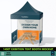 14-Set Exhibition Tent Booth PSD Mockup | Editable PSD Design Mockup (SW221)