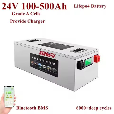 KF 24V 200ah Lifepo4 Battery 100Ah 150Ah 250Ah 300Ah 350Ah 400Ah 500Ah Rechargeable for 2000W Solar 