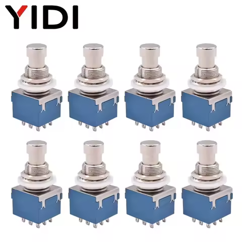 5pcs/lot 9 Pin Electric Guitar Effect Pedal Push Button 3PDT Footswitch Latching Solder Terminal Sto