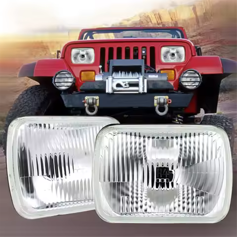 #502F 1 Pair 5x7Inch H4 Headlight Kit for Nissan Navara Toyota RHD (Glass+Metal)