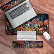 Desk Mat Mushrooms, Green themed Forest Mouse Pad, Desk Mat Aesthetic, Cute Laptop Mat, Mushroom Office Decor, Cute Desk Decor