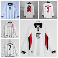 1996 1998 2002 World Cup Eng land Long Sleeve Home Retro Jersey David Beckham Owen Ashley Cole Footb