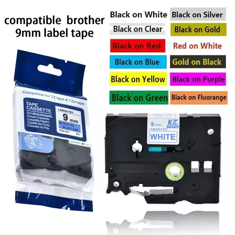 9mm Multicolor Laminated Label Tape label ribbon tze tape for Brother p-touch printers as Tze-221 tz