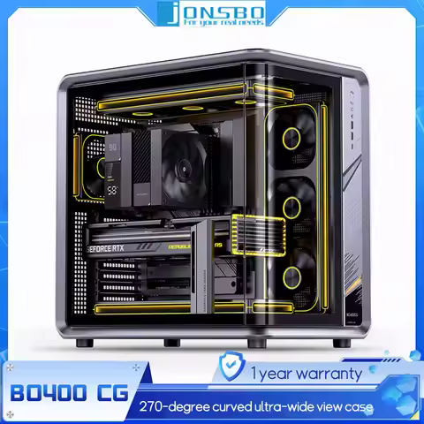 JONSBO BO400CG Gray No A-pillar Curved Sea View Room Case ATX Compartment Structure 10 Fan Positions