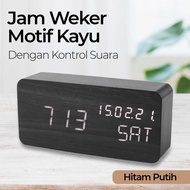 COD Lovin Jam Weker Alarm Motif Kayu Digital Voice Control TX602 / jam weker alarm bunyi kencang dig