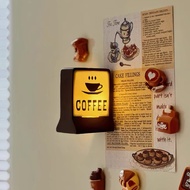 【Shipment within 24 hours‌】 Magnetic Coffee Shop Sign Led Light Night Lamp Fridge Magnet Sticker Dec