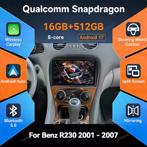 Android 17 Car Radio For Mercedes-Benz SL R230 SL350 SL500 SL55 SL600 SL65 2001 2002 - 2007 Mirror L