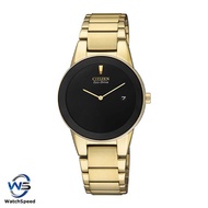 Citizen GA1052-55E Analog Eco-Drive Black Dial Gold Tone Stainless Steel Ladies / Womens Watch