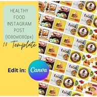 INSTAGRAM TEMPLATE HEALTHY FOOD | instagram post | template edit | canva | photo food | menu template | digital design