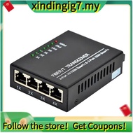 【】10/100M 2 Fiber Ports 4 RJ45 Port Fiber Media Converter 1310nm/1550nm Single Mode Simplex 20km SC