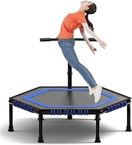 Trampette Mini Trampoline With Adjustable Handles, Home Gym Men And Women Aerobics Weight Loss Bounce Bed, Jumping Exercise Fitness Equipment (Size : 45in)