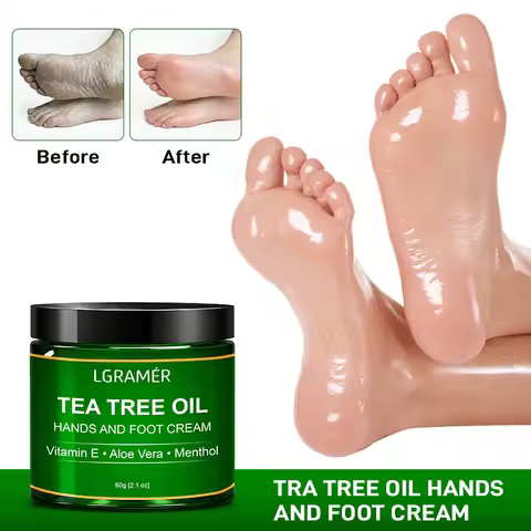 Tea Tree Oil Foot Cream, Vitamin E Hands Cream for Calluses Dry Cracked Feet, Heels, Elbow, Nails,Kn