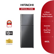 Hitachi Inverter 2 Door Stylish Deluxe Refrigerator 443L (Brilliant Black / Brilliant Sliver) (R-VX4