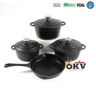 MLZH | Enamel Cast Iron Cooking Pot 4 Pieces Set