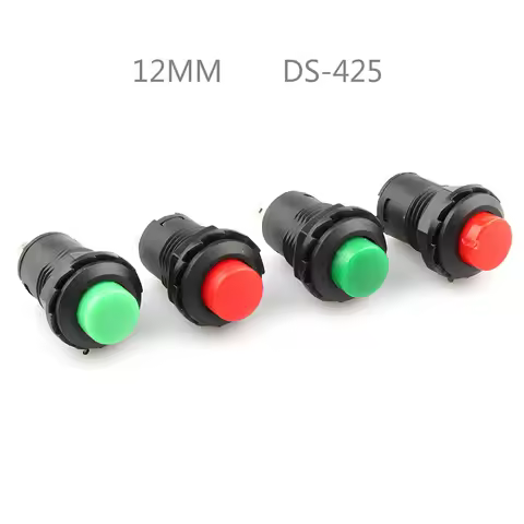 5pcs 12mm Ds-425 Switch Button Switch Self Locking Self Reset Small Round Button Switch Metal 2 Pin 