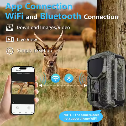 8K Hunting Trail Camera 60MP APP Control Night Vision Photo Trap Wifi Cellular Mobile Wireless Wildl