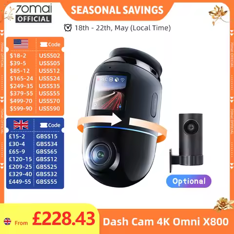 Global Version 70mai Dash Cam 4K Omni X800 360° Rotating Dual-Channel HDR Supported 4G Compatible Su