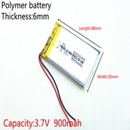 3.7V 900mAh 603048 503048 Lithium Polymer Battery MP3 MP4 GPS Bluetooth Quran Pen Reader Microphone