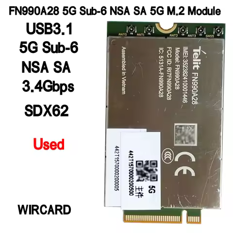 FN990A28 5G Sub-6 NSA SA M.2 5G Card USB3.1 5G Module 3.4Gbps LTE 4G For Laptop PC 5G CPE