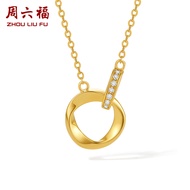 ZHOU LIU FU 周六福 สร้อยคอทองคำ 75% 18K รักอนันต์สร้อยคอเพชร 40+5cm W0610113