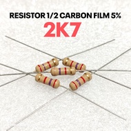 (10 PCS) RESISTOR 1/2W 1/2WATR 2K7 2.7K 2.7 KILO CF 5% ROHS