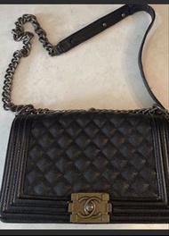 Chanel Boy Chanel 手袋 黑色荔枝紋