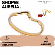 (13-21cm)GT212 Nada Wave Gelang Rantai Tangan Titanium Bangle Perempun Gift Wedding Jewellery Gold S