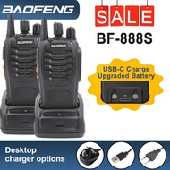 Singapore stock, new battery with USB-C charging port, 5W Baofeng BF-888S x 2 pcs (1 pair) Transceiv