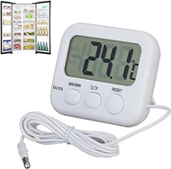 Oreutkd Large LCD Digital Thermometer, Water Thermometer with with External Sensor &amp; Temperature Memory Function, Celsius/Fahrenheit Switchable Fridge Thermometer for Refrigerator Aquarium (White)