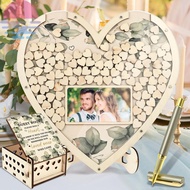 Wooden Wedding Guest Book Heart Shaped Guest Book Wedding Reception Personalized Nuptial Attendee Bo