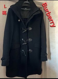 男L碼／二手／Burberry 連帽羊毛大衣／牛角扣