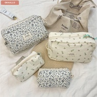 OKHALLO Cosmetics Bag, Handheld Floral Print Makeup Bag, Portable Begonia Flower/Rose Handbag Home